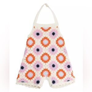 Rare Editions Crochet Romper – Size 3–6 Months